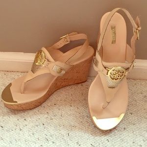 Guess slingback platform sandals. Sz 9 1/2, Nude.